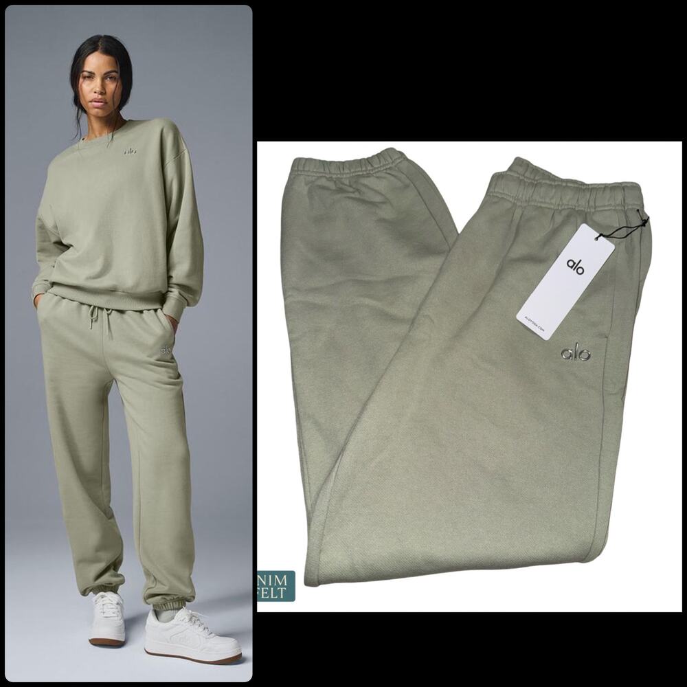 Alo Yoga Accolade Sweatpants Limestone‎ Relaxed Fit Premium Fleece Lounge Jogger